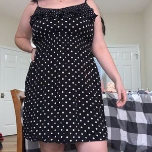 Elle black polka dot dress